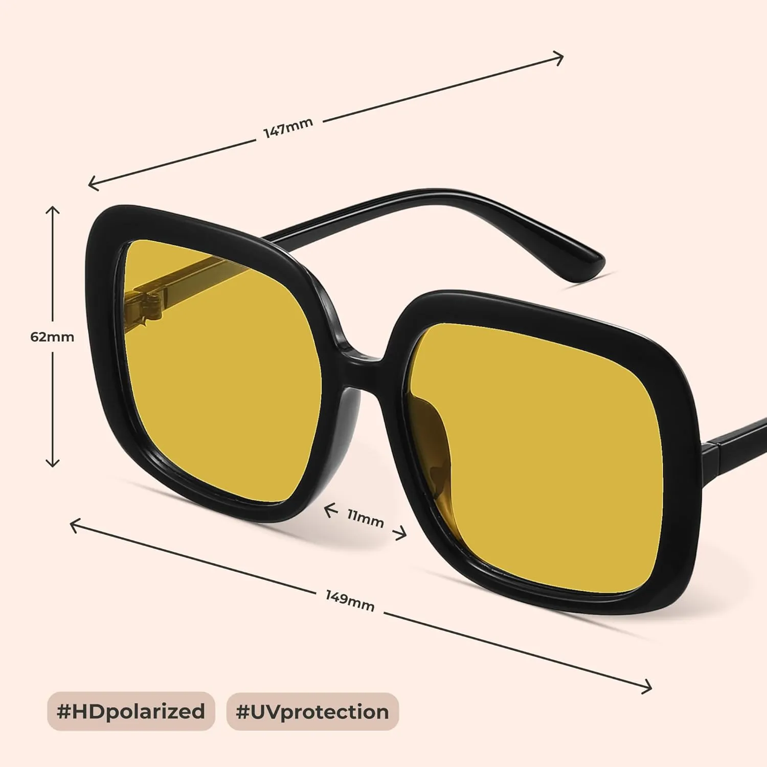 miyya Oversized Polarized Sunglasses Women, Trendy Retro Sun Glasses for Women 2025, Oversized Shades