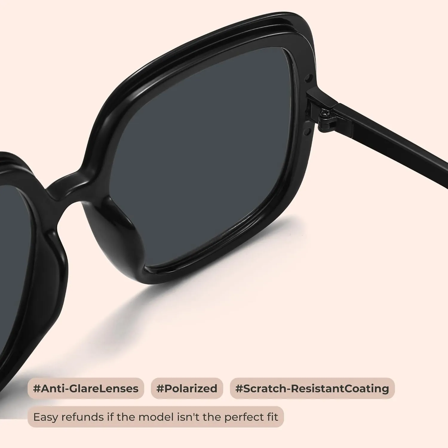 miyya Oversized Polarized Sunglasses Women, Trendy Retro Sun Glasses for Women 2025, Oversized Shades