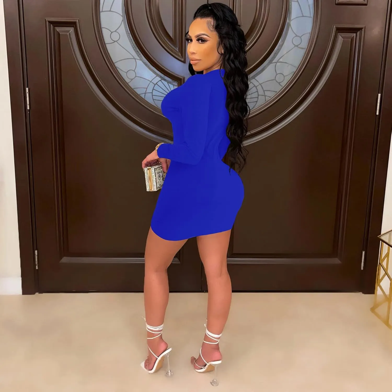 MOEENCN Summer Dresses for Women 2023 Short Sleeve Bodycon Solid Color Sexy Ribbed Mini Dress for Women Party Club