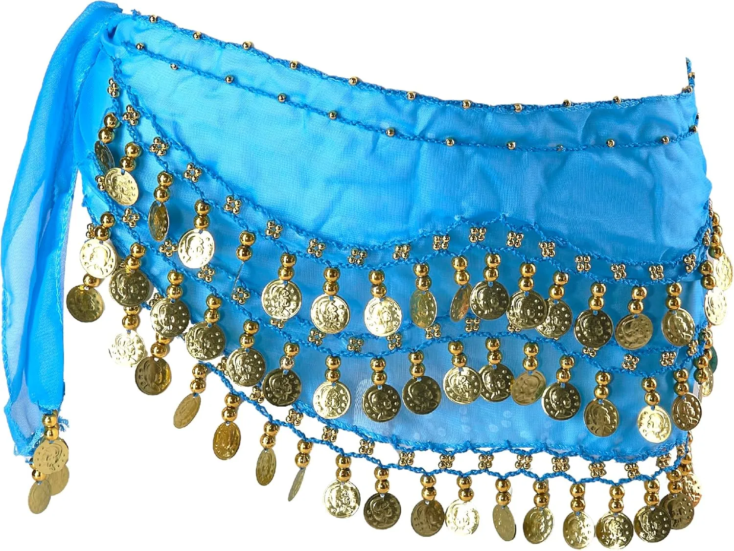 MOLFUJ Belly Dance Hip Scarf with 128 Gold Coins, Belly Dancer Belt Scarf Skirt for Women