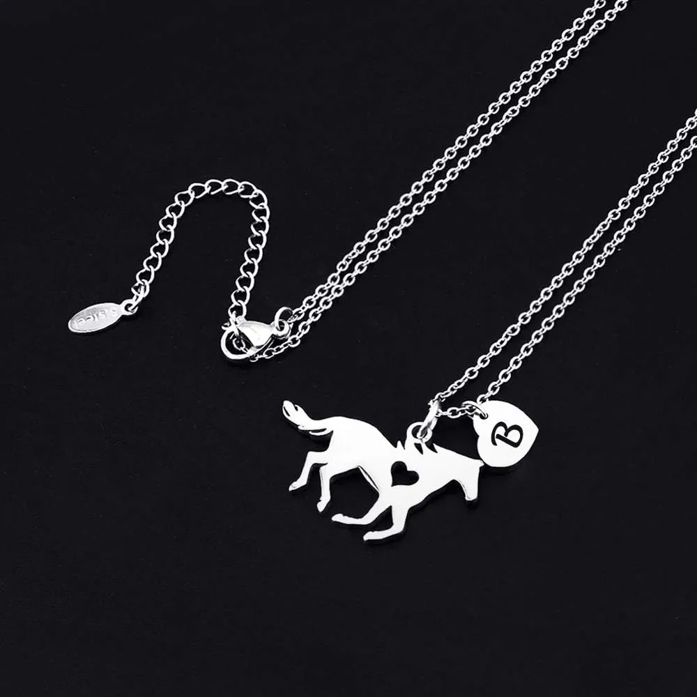 MONOOC Horse Necklace for Girls - Dainty Pendant Heart 26 Initial Jewelry for Women, Kids, Horse Lovers