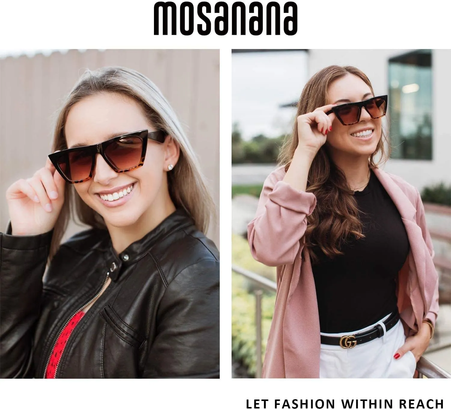 mosanana Square Cat Eye Sunglasses for Women Trendy Retro Cool MS51801