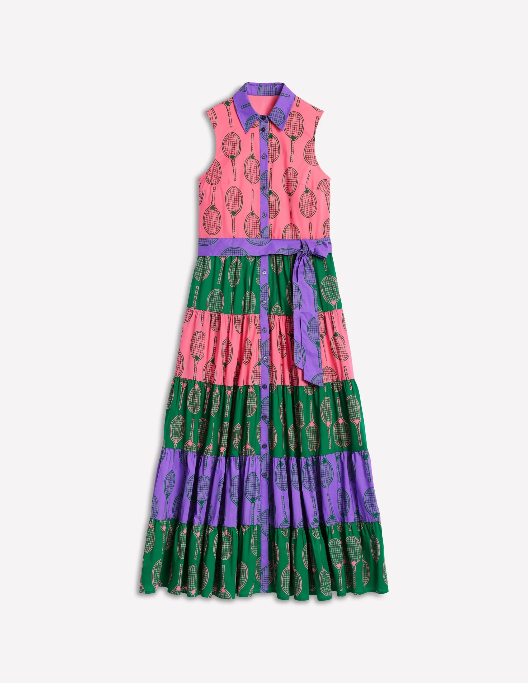 Multi Tiered Shirt Dress-Multi, Tennis