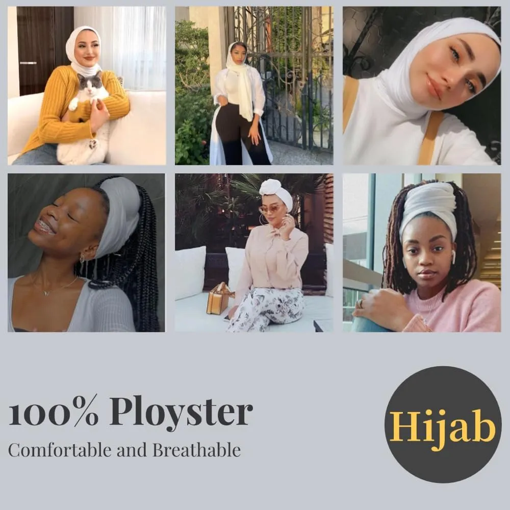 Muslim Hijabs for Women Scarf Large Headscarf Stretch Tie Headband Soft Turban Head Wraps Plain Shawls