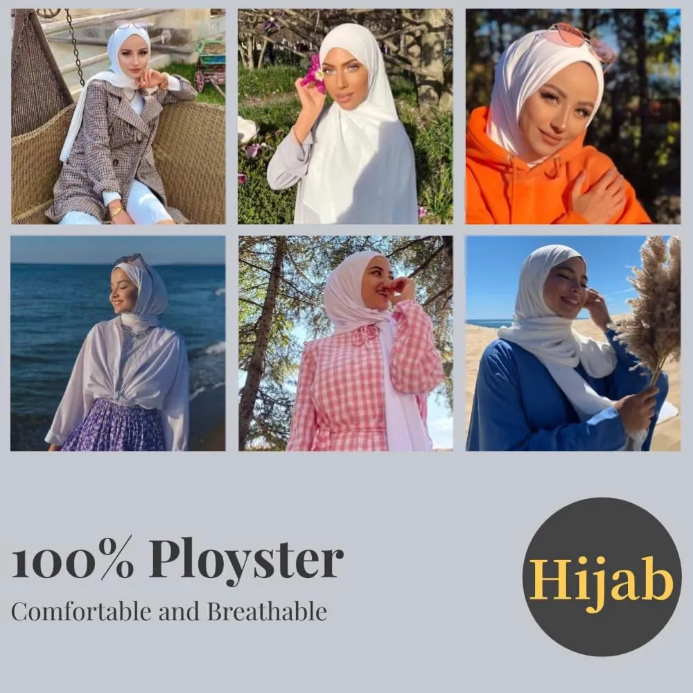 Muslim Hijabs for Women Scarf Large Headscarf Stretch Tie Headband Soft Turban Head Wraps Plain Shawls