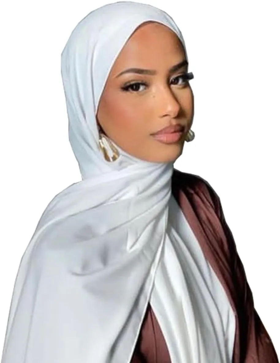 Muslim Hijabs for Women Scarf Large Headscarf Stretch Tie Headband Soft Turban Head Wraps Plain Shawls