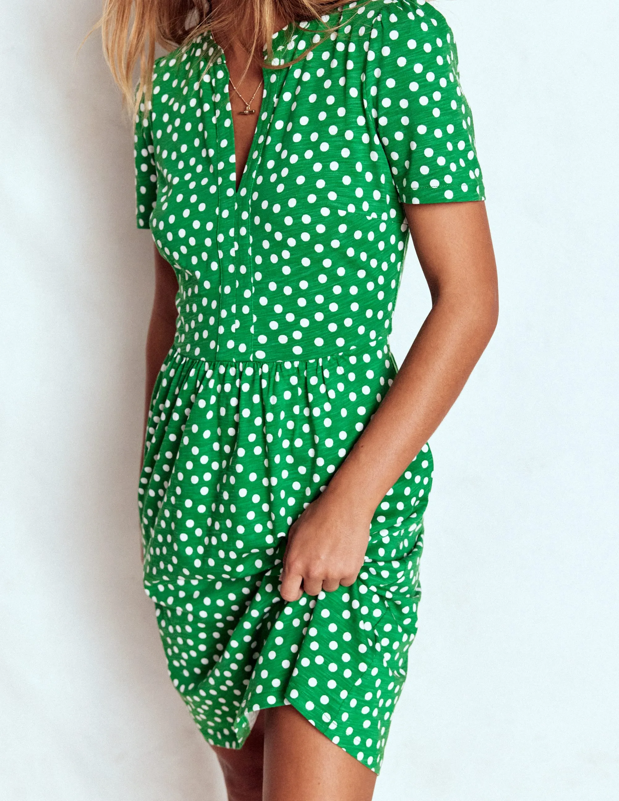 Naomi Short Sleeve Dress-Hunter Green