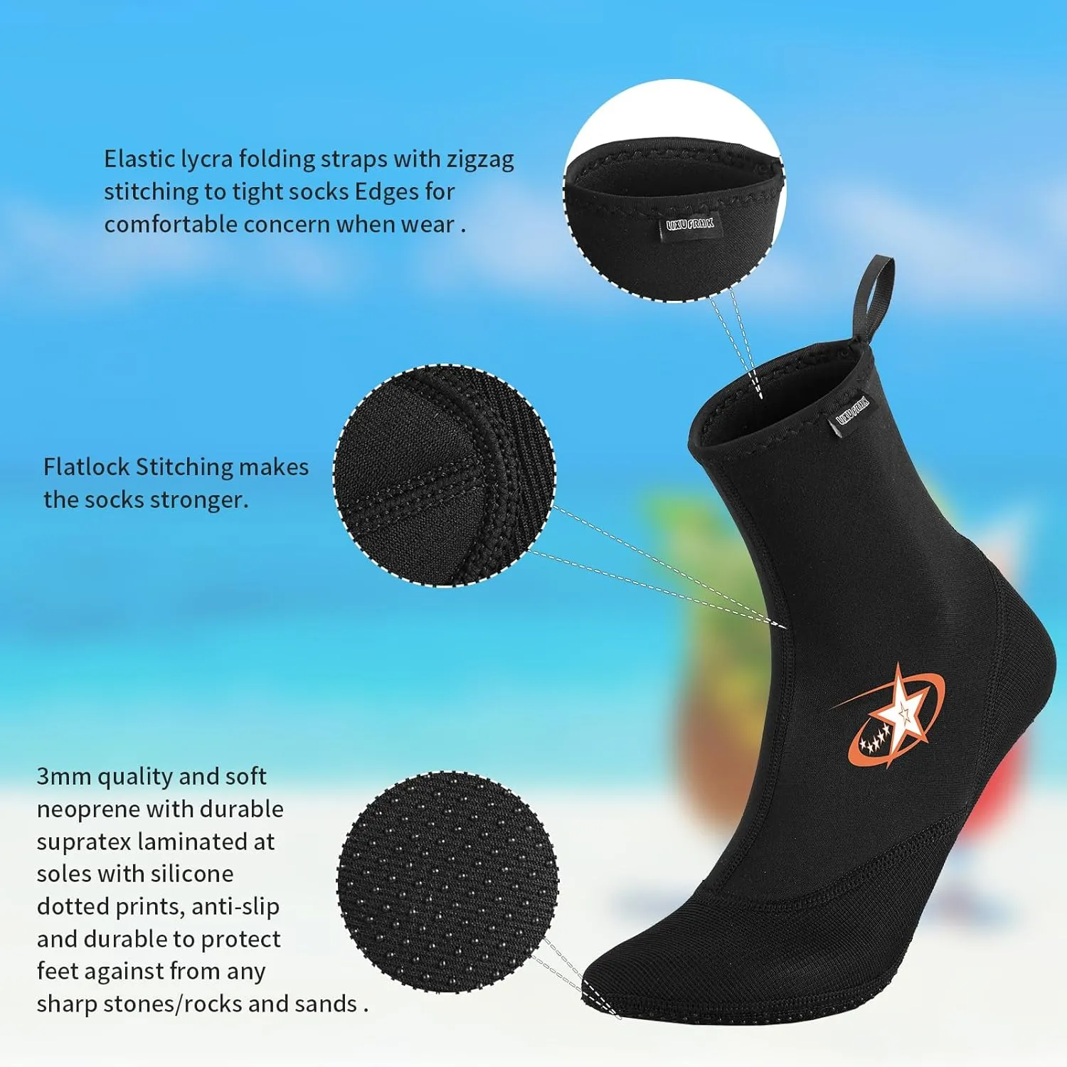 Neoprene Socks 2MM Diving Sock for Sand Proof Beach Volleyball Sock for Outdoor Water Sports beach socks/SMLXL2XL