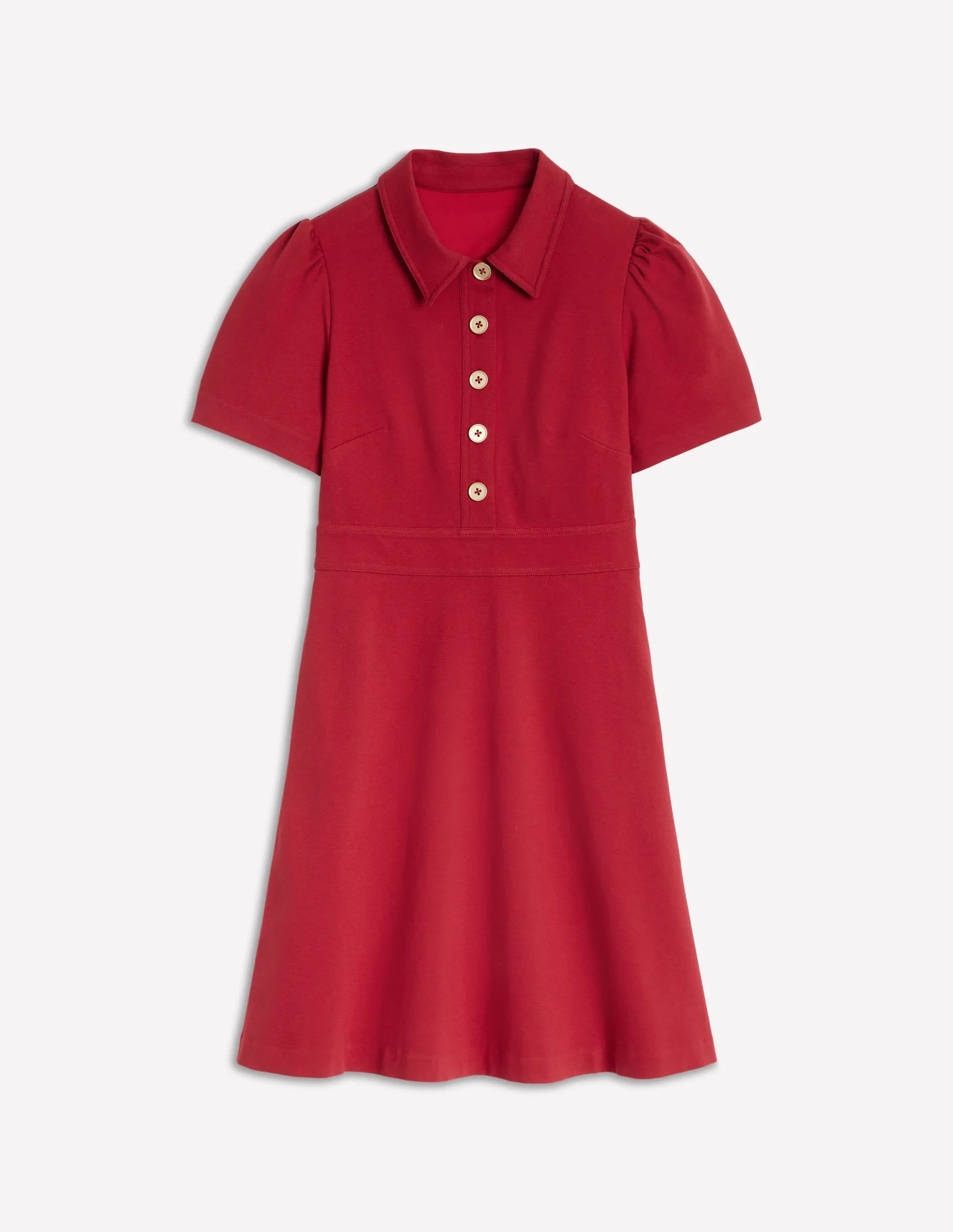 Nicolette Ponte Shirt Dress-Crimson Red