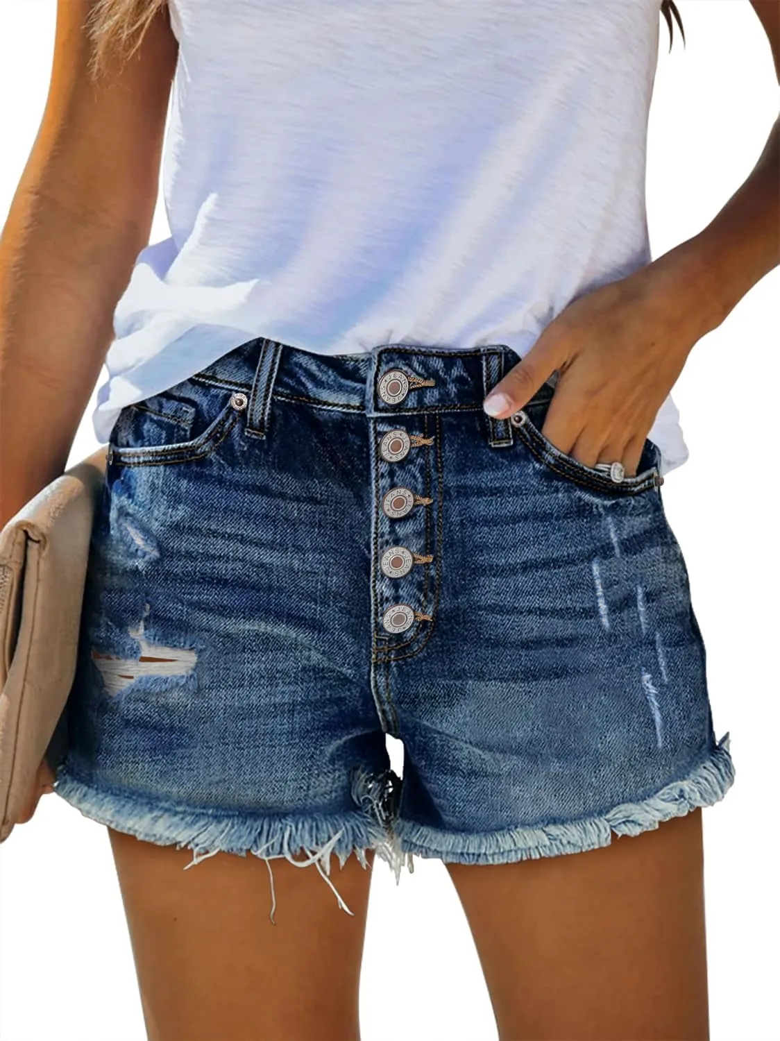 onlypuff Women's Ripped Jean Shorts