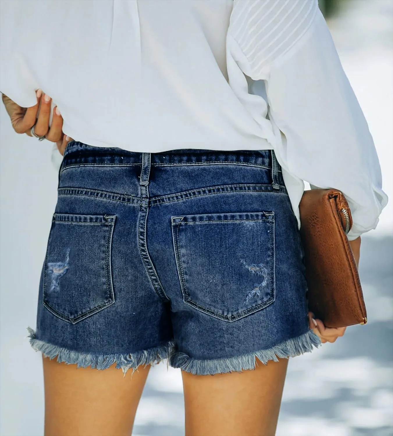 onlypuff Women's Ripped Jean Shorts