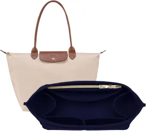 OPPOSHE Purse Organizer Insert for Longchamp Le Pliage, Premium Felt Long Champ Bag Handbag Women, Tote Organizer Insert with 9 Compartments (Medium, Navy)