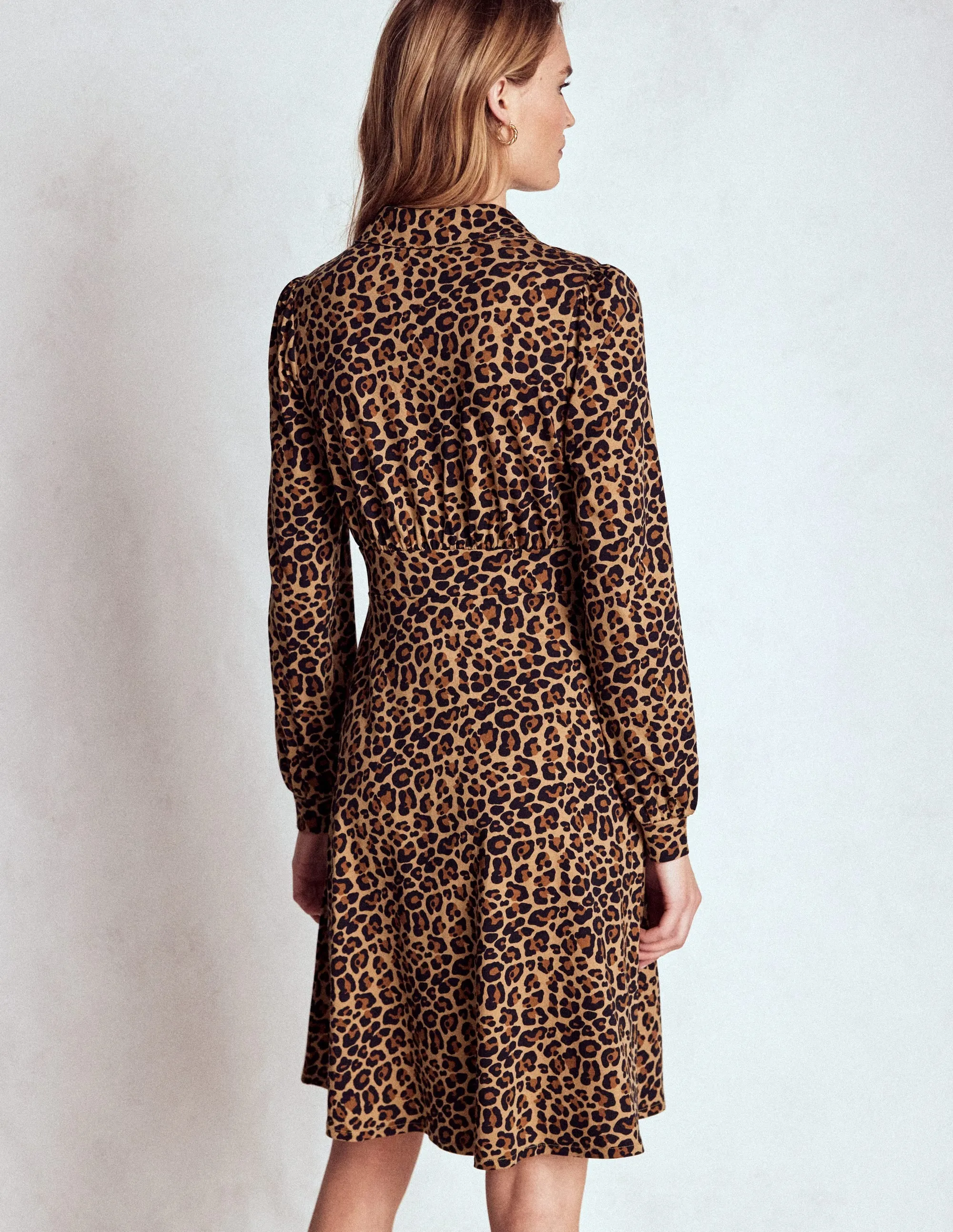 Orla Short Jersey Shirt Dress-Cheetah Pop