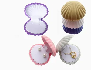 Pack of 6 Colorful Velvet Earring Gift Box Shell Jewelry Storage Case Showcase Display Organizer Box for Necklace