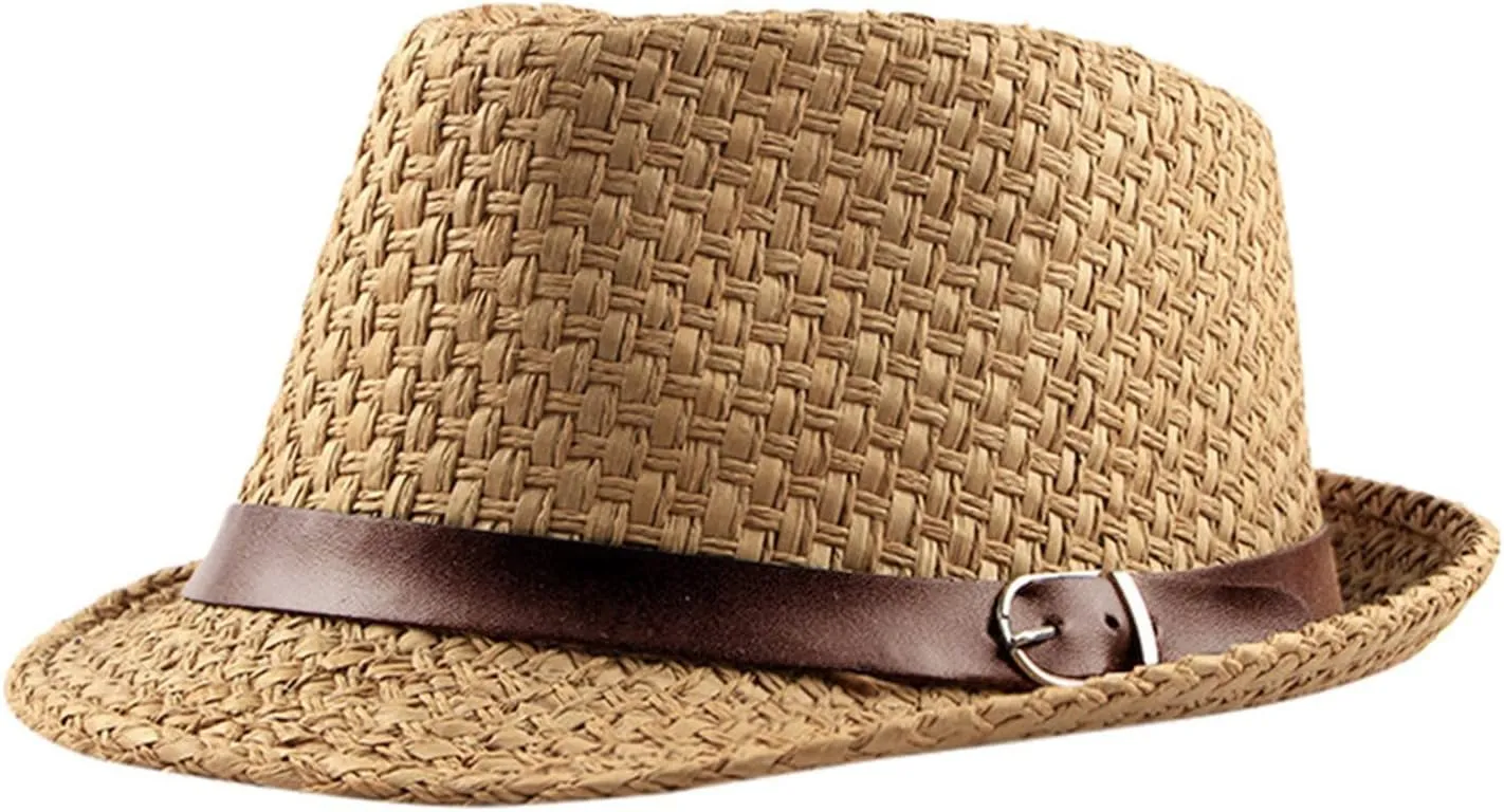 Panama Men Womens Classic Short Brim Straw Sun Hat Fedora Hat Roll Up Packable Beach Hats for Men Summer