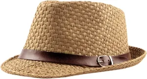 Panama Men Womens Classic Short Brim Straw Sun Hat Fedora Hat Roll Up Packable Beach Hats for Men Summer