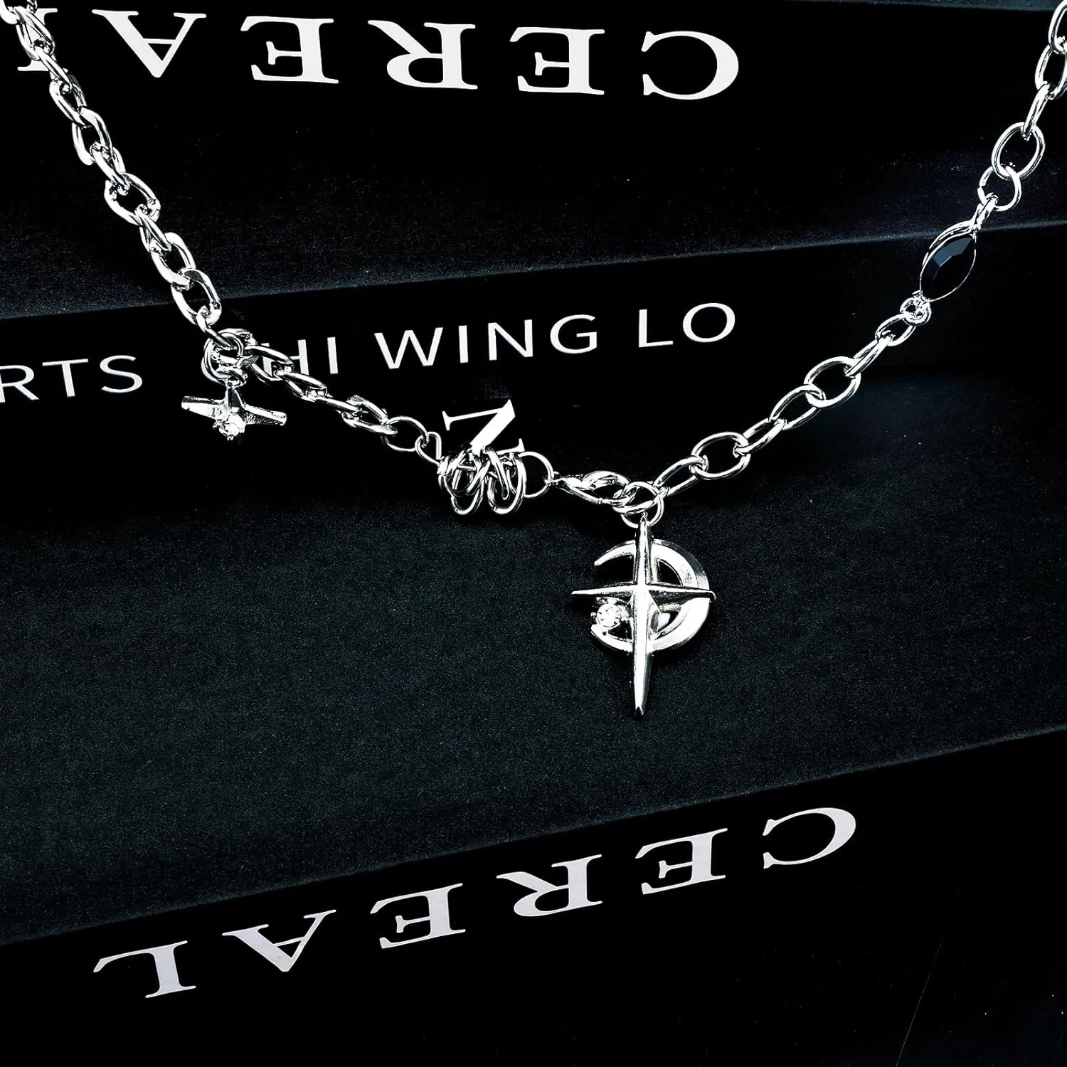 PLwelth Y2K Necklaces for Men Star Moon Necklace Gothic Necklaces for Party Cosplay Decoration Charm Jewelry Gift for Him
