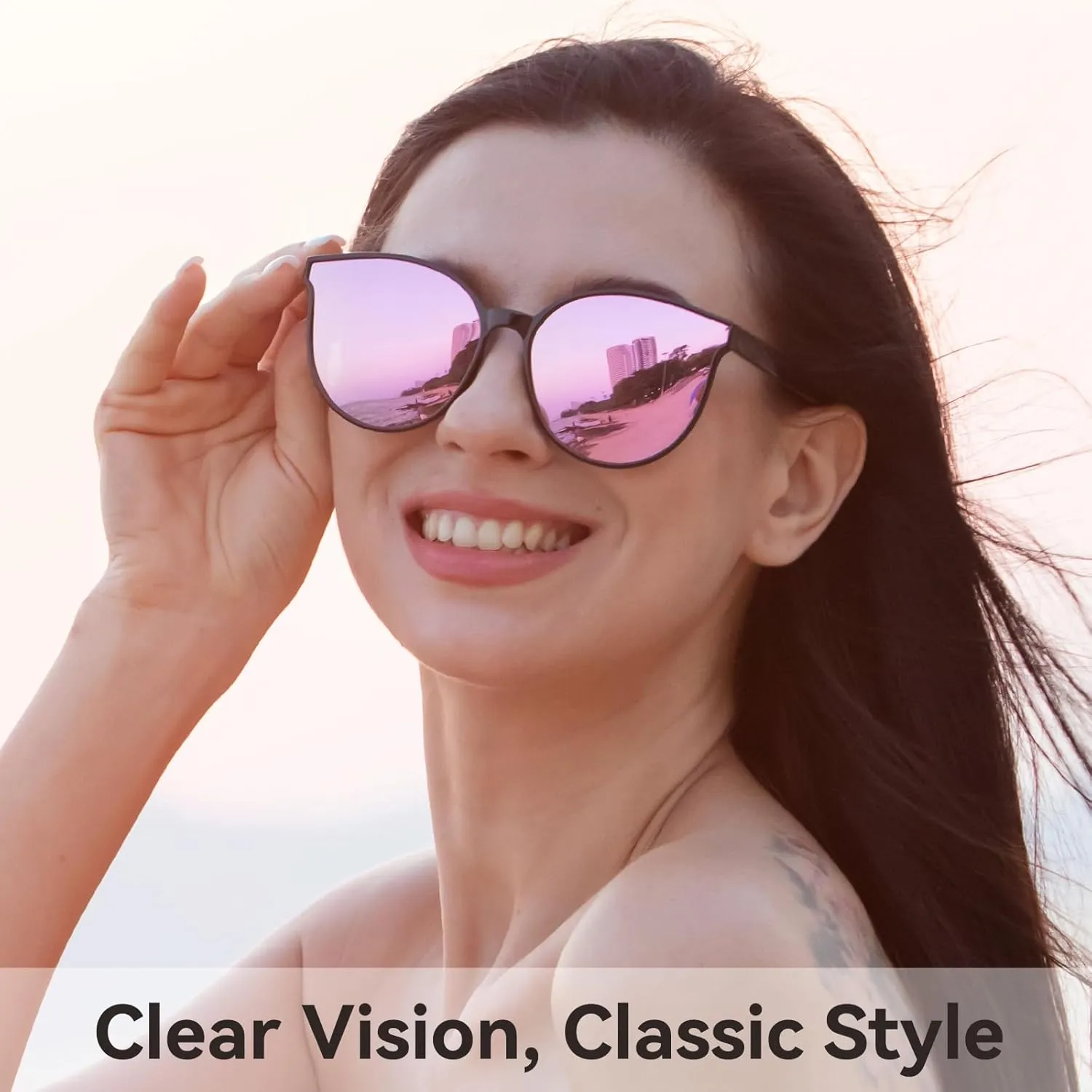 Polarized Oversized Sunglasses for Women Men Trendy Cateye Sun Glassses Retro Large Frame Shades Black