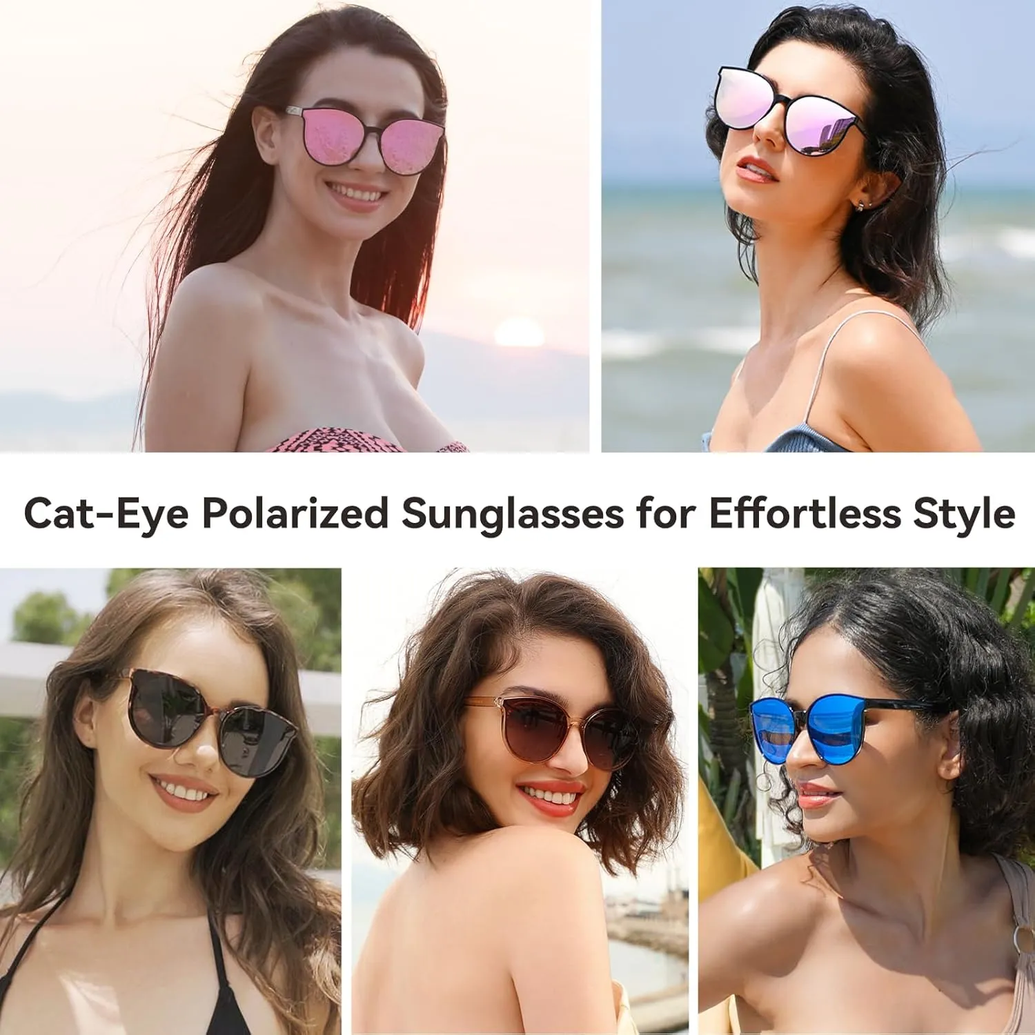 Polarized Oversized Sunglasses for Women Men Trendy Cateye Sun Glassses Retro Large Frame Shades Black