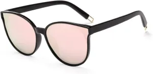 Polarized Oversized Sunglasses for Women Men Trendy Cateye Sun Glassses Retro Large Frame Shades Black