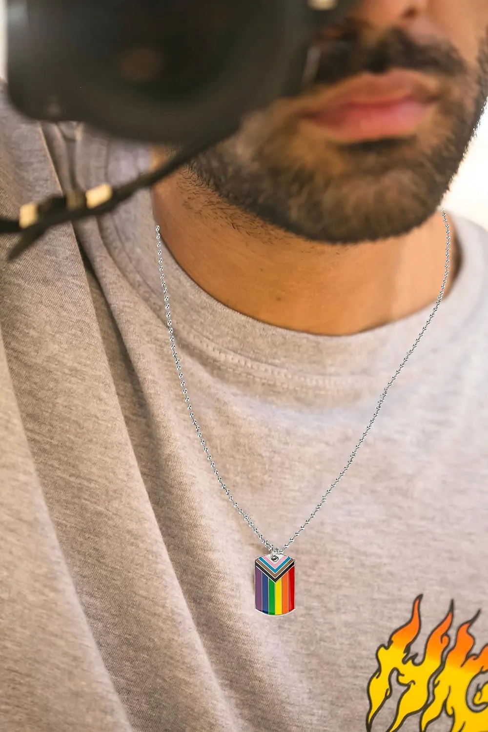 Progress Pride Dog Tags Pendant Rainbow Pride Gift LGBT Necklace