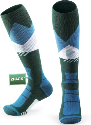 Ski Socks 2-Pack for Men Skiing,Cold Weather Socks for Snowboarding,Winter, Hunting,Thick Thermal Knee-high Warm Socks