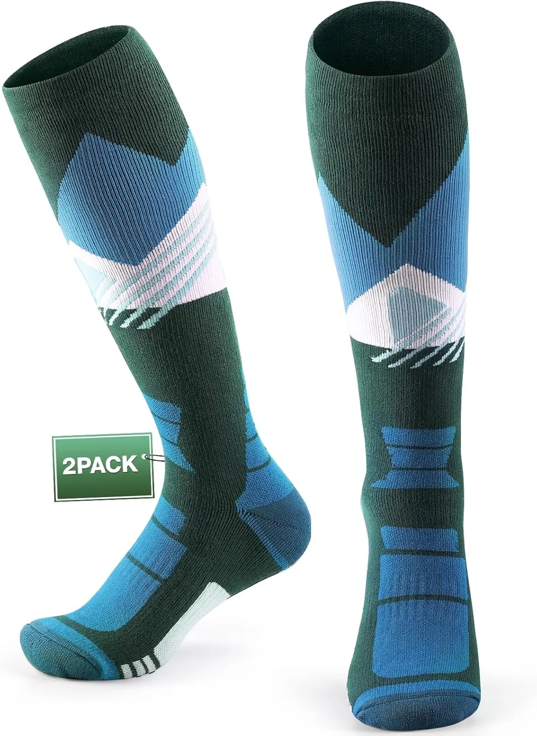 Ski Socks 2-Pack for Men Skiing,Cold Weather Socks for Snowboarding,Winter, Hunting,Thick Thermal Knee-high Warm Socks