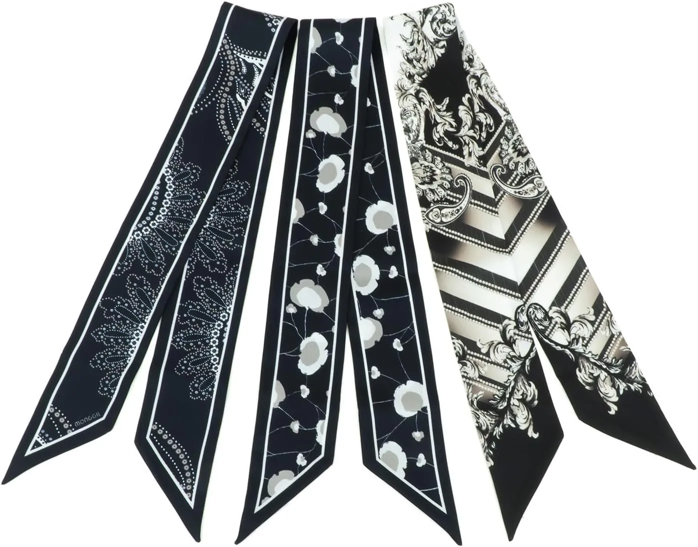 Skinny Scarf 3 Pack Silk Neck Scarf Headband Hair band Ribbon Handbag Women's Fashion Scarves