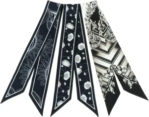 Skinny Scarf 3 Pack Silk Neck Scarf Headband Hair band Ribbon Handbag Women's Fashion Scarves