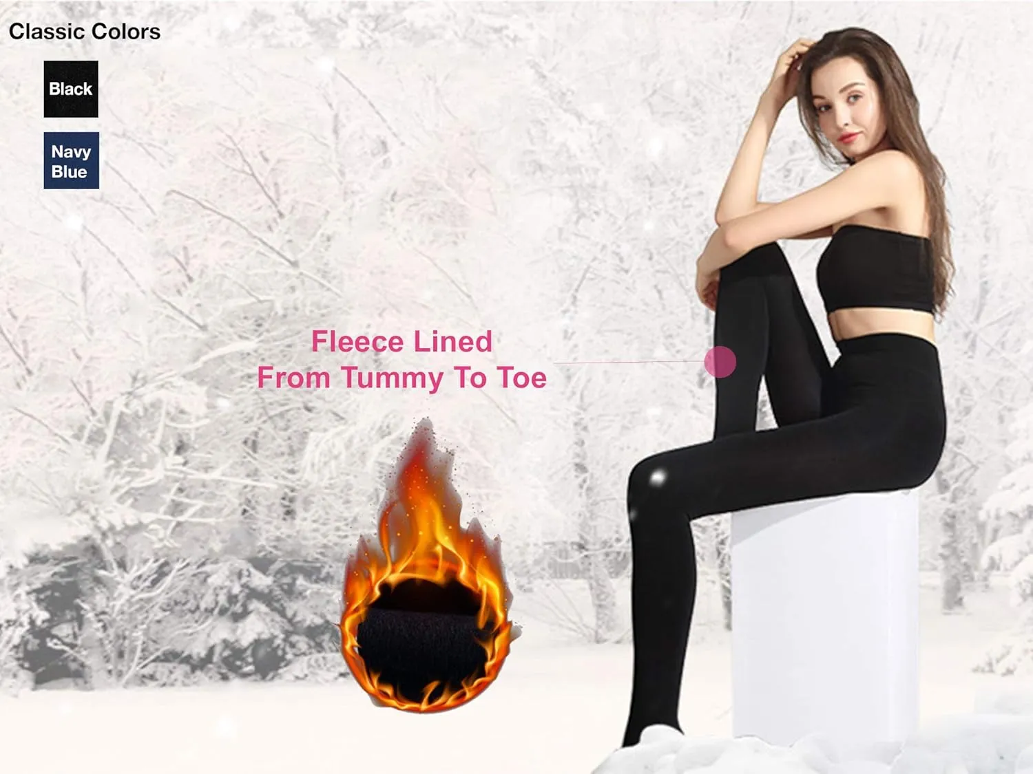 Sofie's Womens Fleece Lined Tights 160D - Classic Winter Thermal Opaque Tights