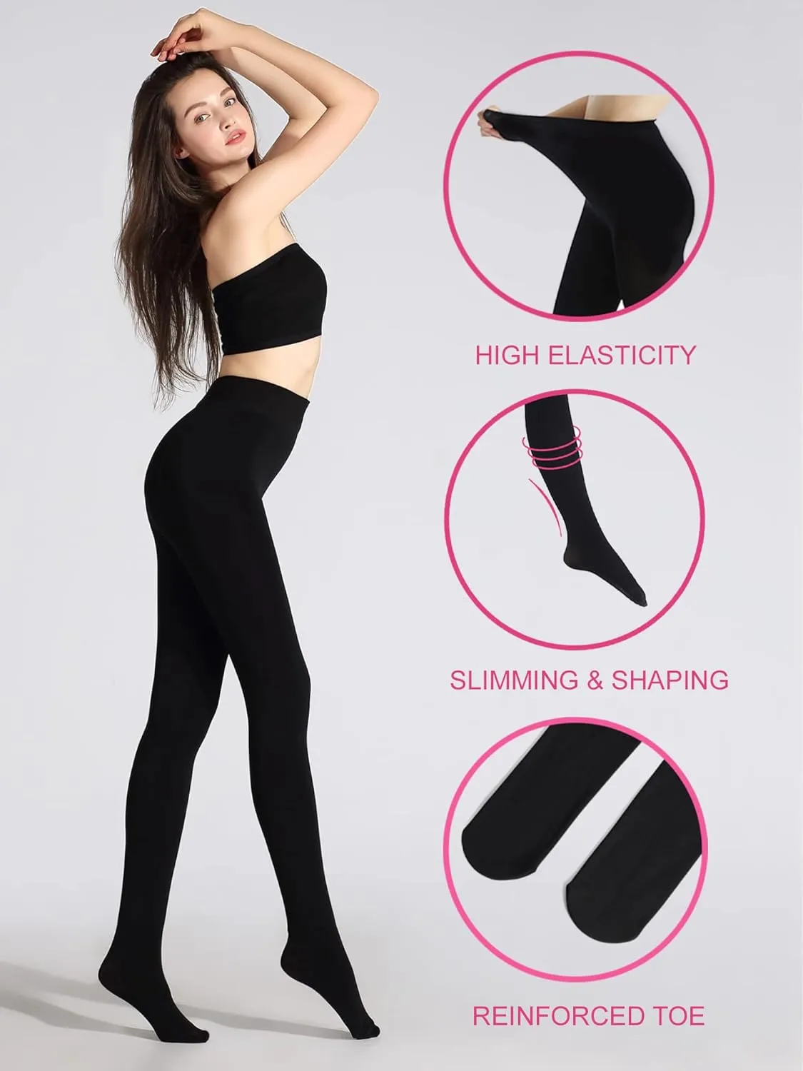 Sofie's Womens Fleece Lined Tights 160D - Classic Winter Thermal Opaque Tights