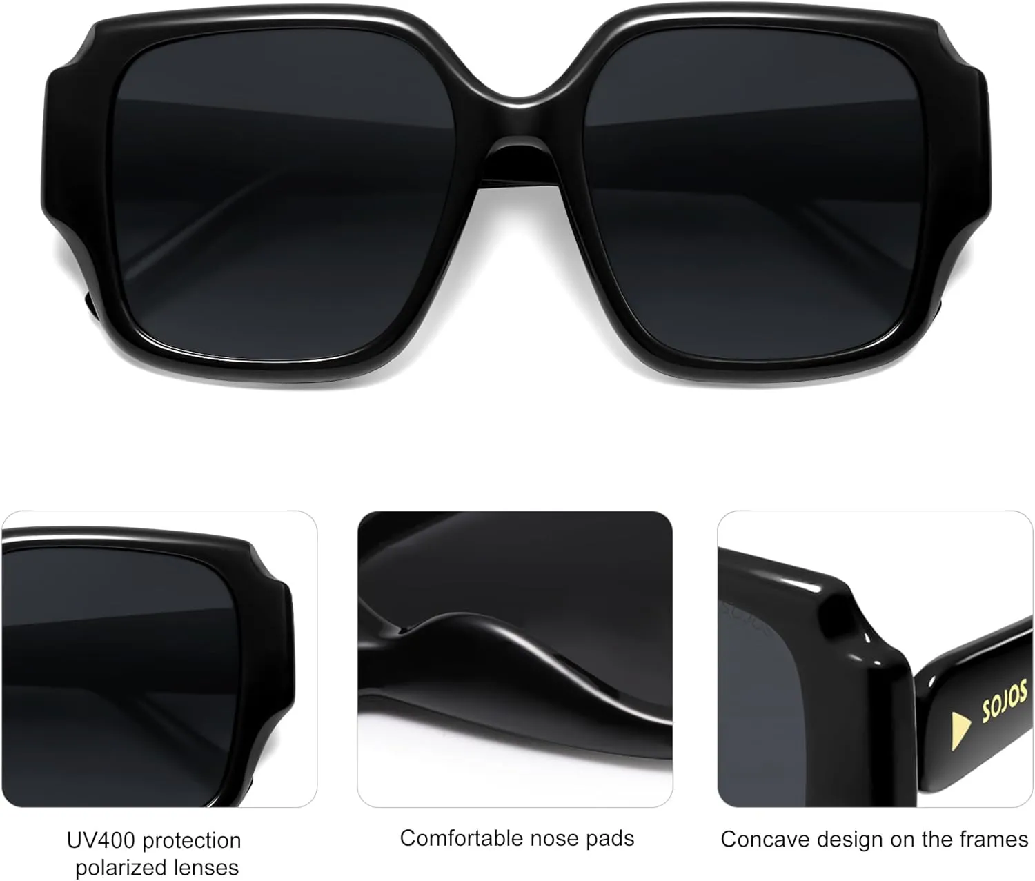 SOJOS Big Retro Square Polarized Sunglasses Womens Mens 70s 80s Vintage Oversized Sunnies SJ2359