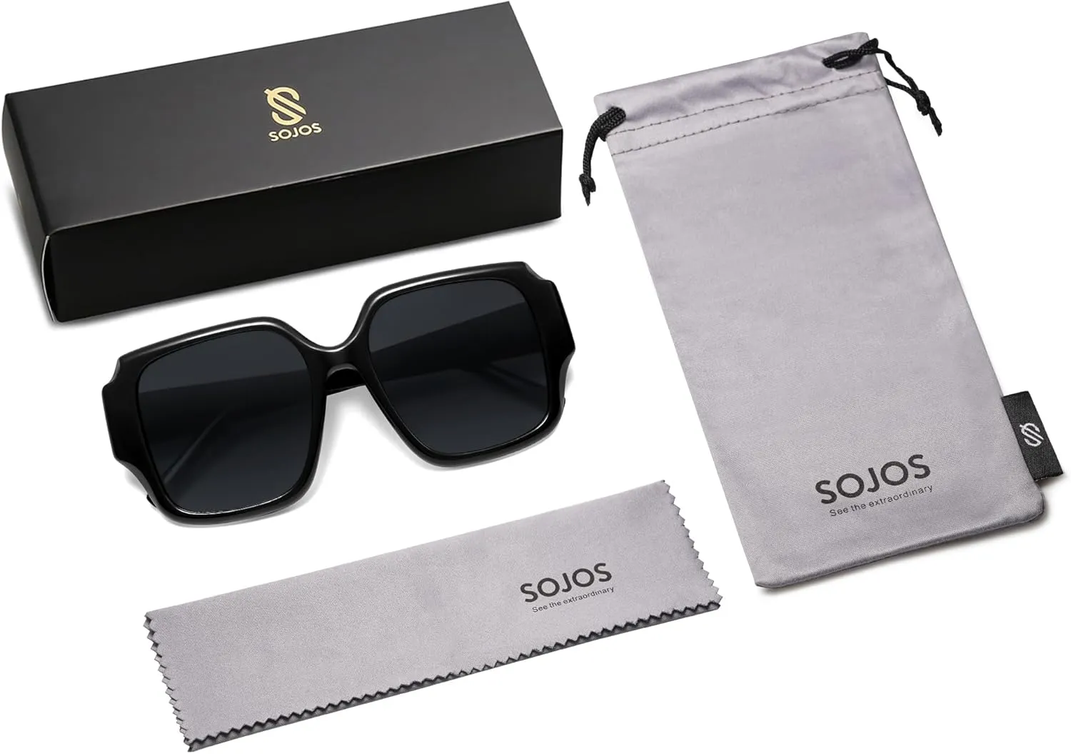 SOJOS Big Retro Square Polarized Sunglasses Womens Mens 70s 80s Vintage Oversized Sunnies SJ2359