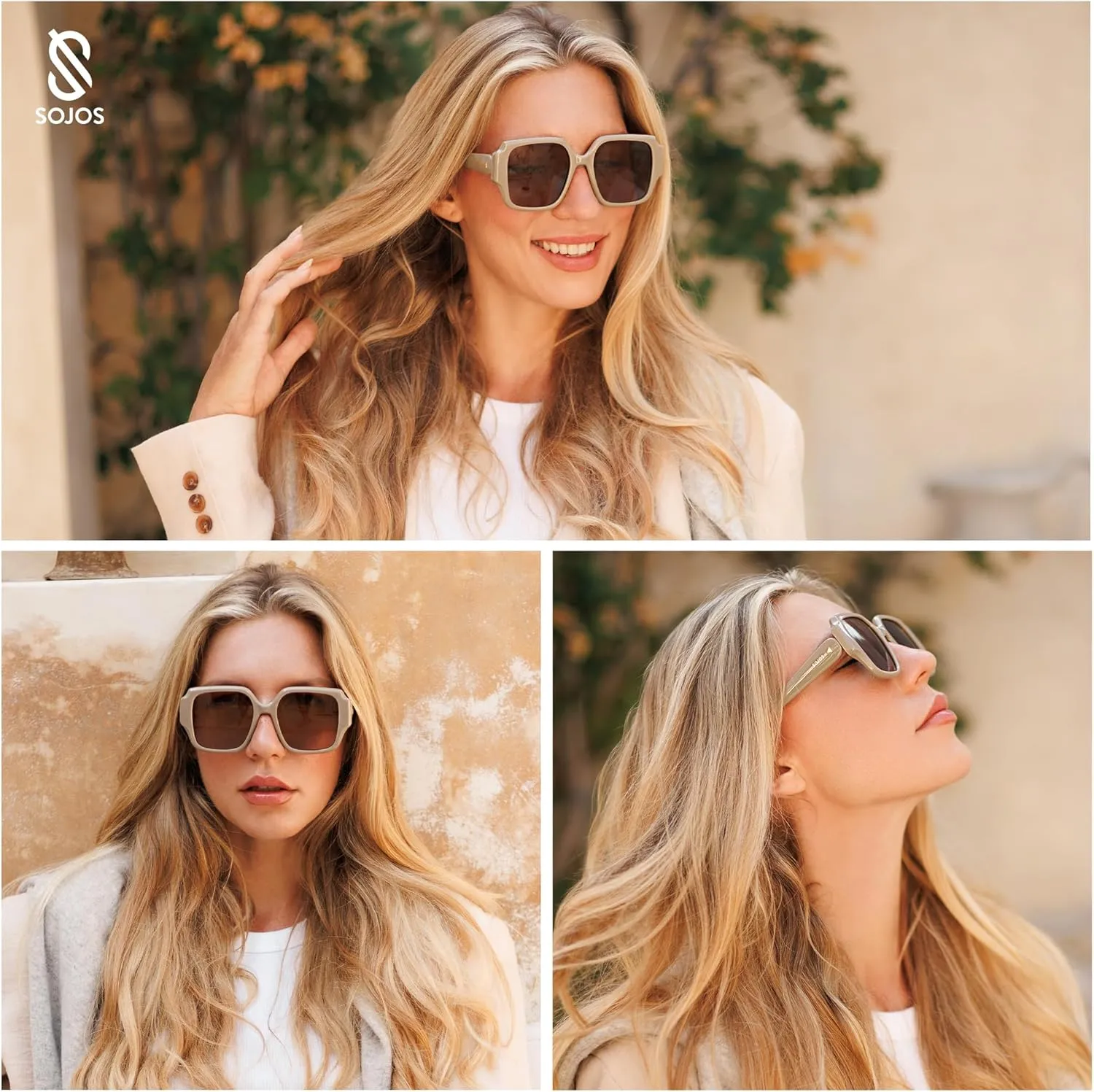 SOJOS Big Retro Square Polarized Sunglasses Womens Mens 70s 80s Vintage Oversized Sunnies SJ2359