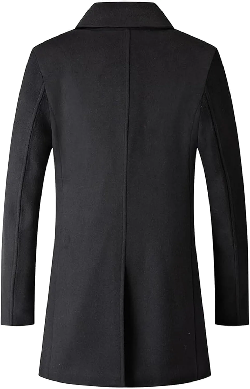 SOMTHRON Men's Woolen Trench Coat Regular Fit Double Breasted Wool Blend Jacket Winter Pea Coat Businesss Overcoat