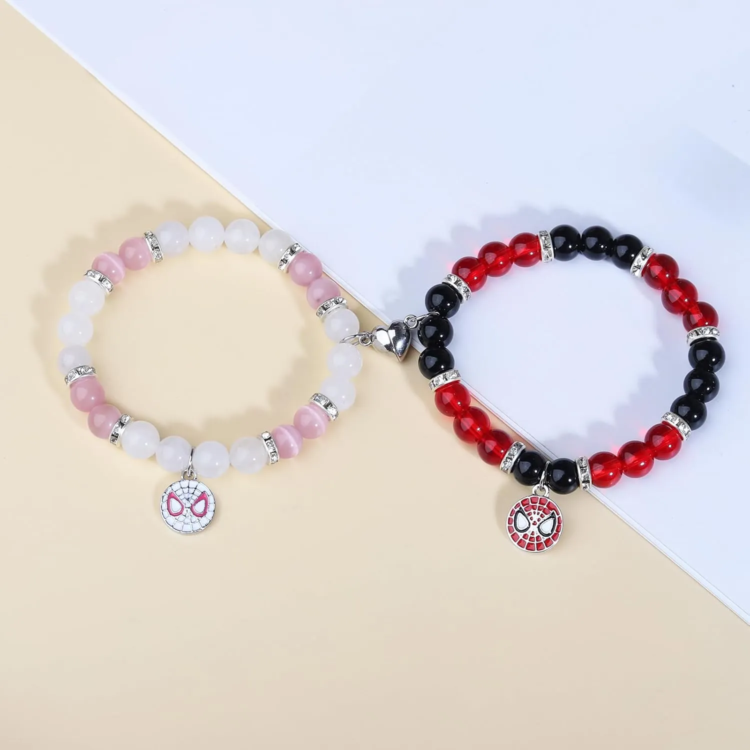 Spider Friendship Bracelets Matching Bracelets for Couples Best Friends Bff, Matching Spider Kitty Bracelet Halloween Christmas Birthday Jewelry Gifts for Women Teen Girls Bestie Gf Bf