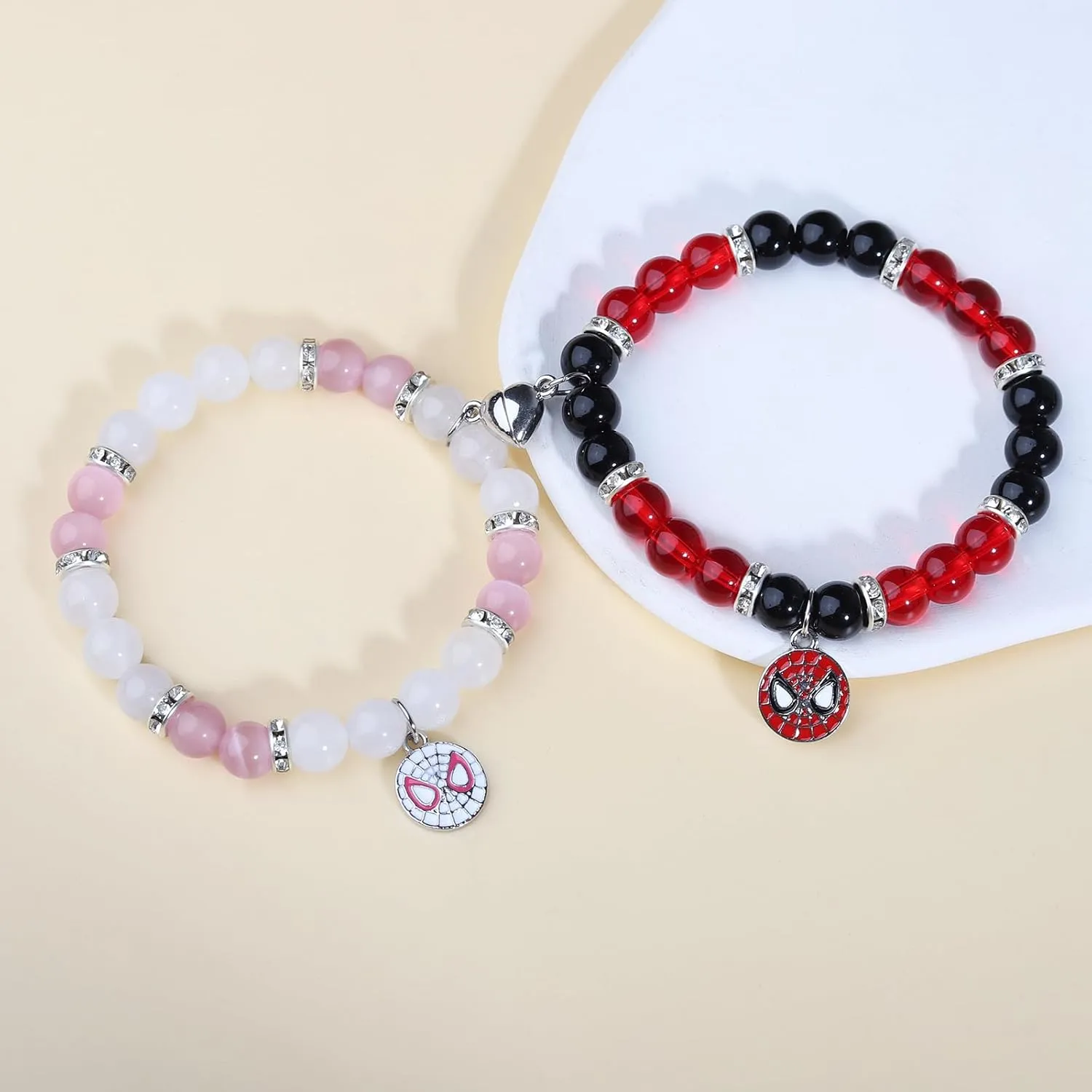 Spider Friendship Bracelets Matching Bracelets for Couples Best Friends Bff, Matching Spider Kitty Bracelet Halloween Christmas Birthday Jewelry Gifts for Women Teen Girls Bestie Gf Bf