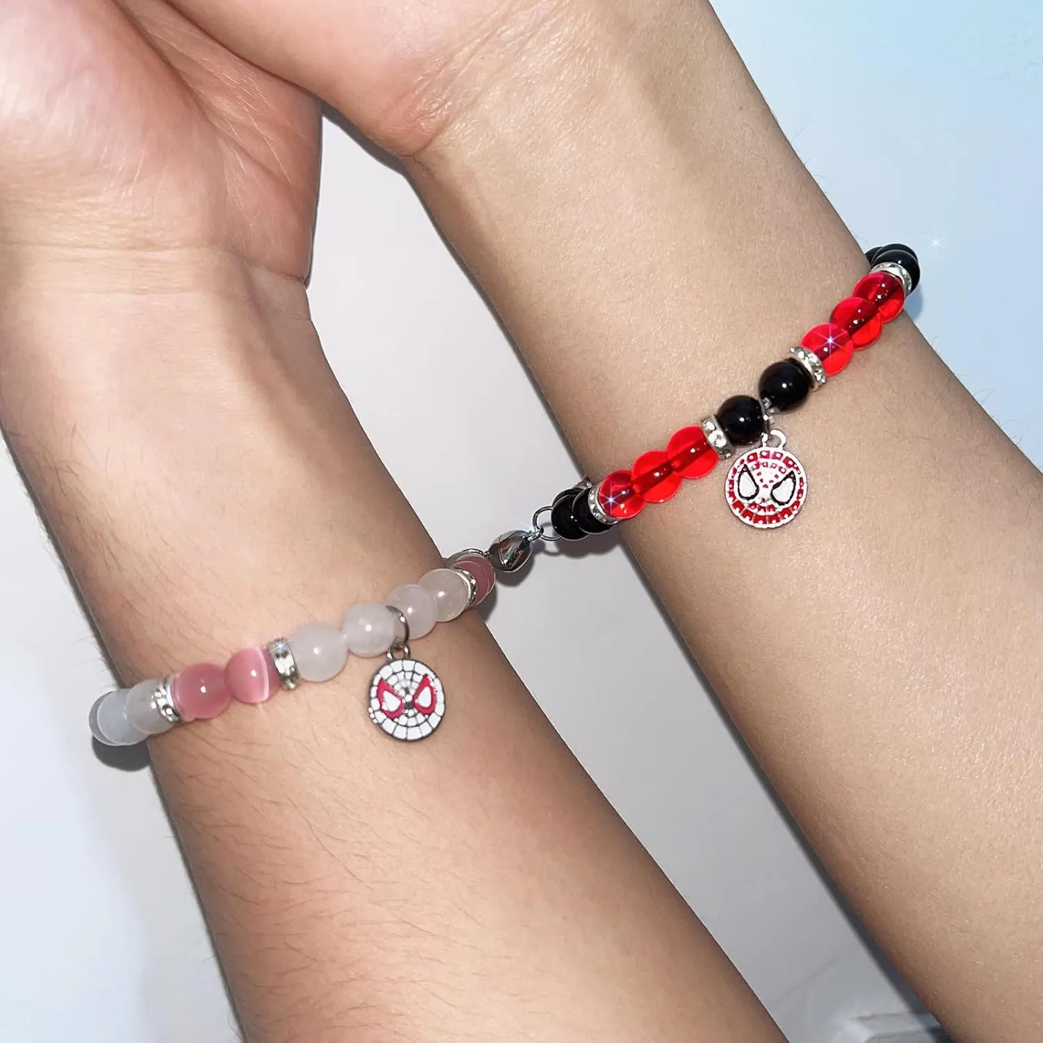 Spider Friendship Bracelets Matching Bracelets for Couples Best Friends Bff, Matching Spider Kitty Bracelet Halloween Christmas Birthday Jewelry Gifts for Women Teen Girls Bestie Gf Bf