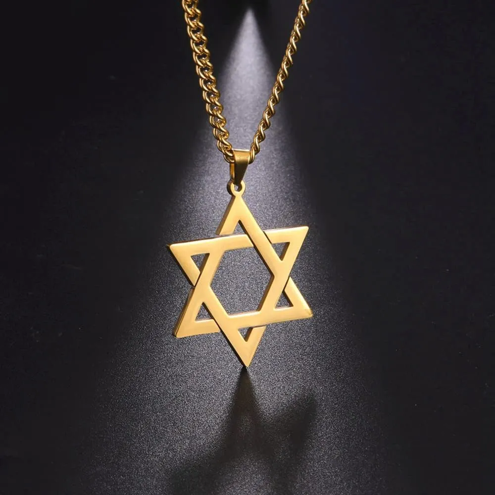 Star of David Necklace for Men Women Hexagon Pendant Necklace for Boys Girls Birthday Christmas Gifts for Boyfriend Brother Son