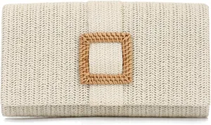 Straw Clutch Purse for Women Rattan Summer Evening Handbag Woven Beach Envelope Purse Raffia Handbag