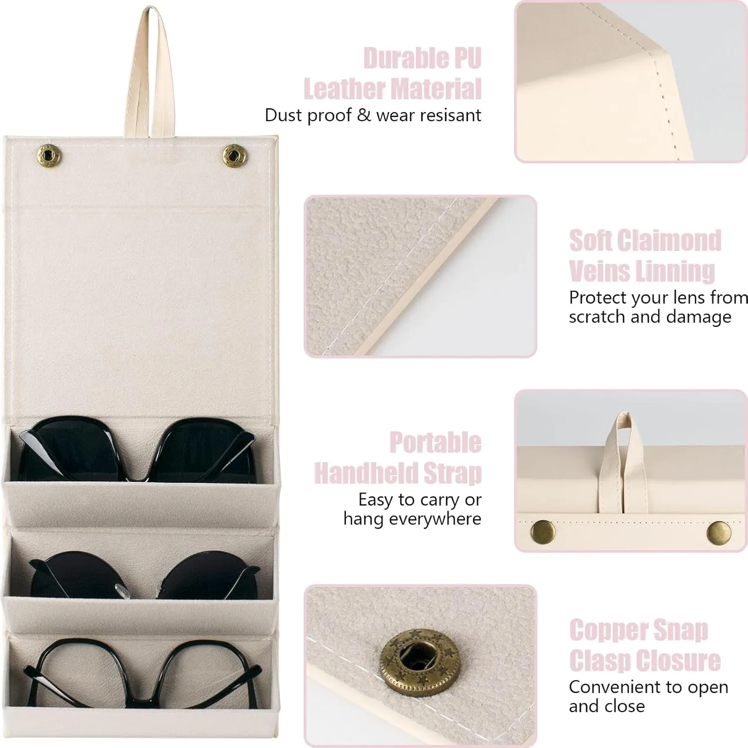 Sunglasses Travel Case,Foldable Eyeglasses Case, Portable Multiple Glasses Case for Women Men Girls