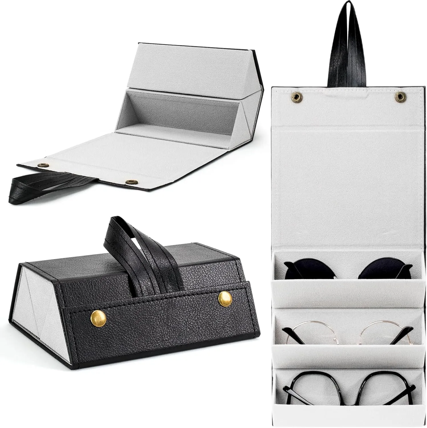 Sunglasses Travel Case,Foldable Eyeglasses Case, Portable Multiple Glasses Case for Women Men Girls