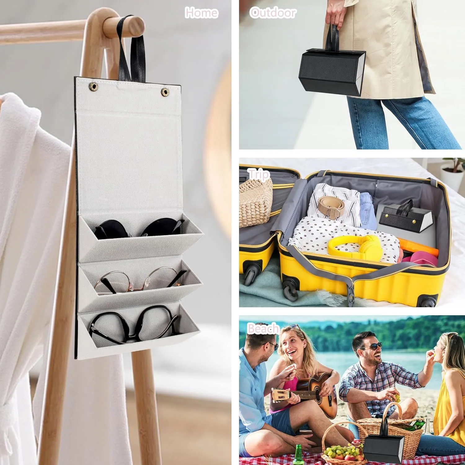 Sunglasses Travel Case,Foldable Eyeglasses Case, Portable Multiple Glasses Case for Women Men Girls
