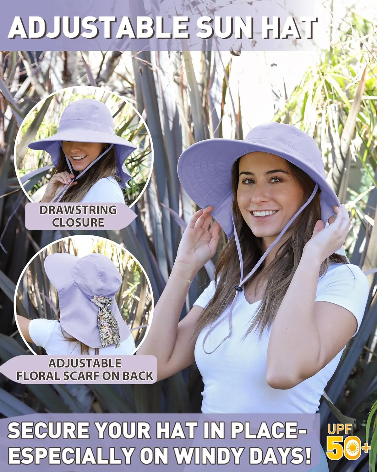 Tirrinia Womens Hiking Hat Wide Brim Hat with Large Neck Flap UPF 50  Sun Protection Hats