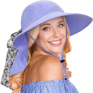 Tirrinia Womens Hiking Hat Wide Brim Hat with Large Neck Flap UPF 50  Sun Protection Hats