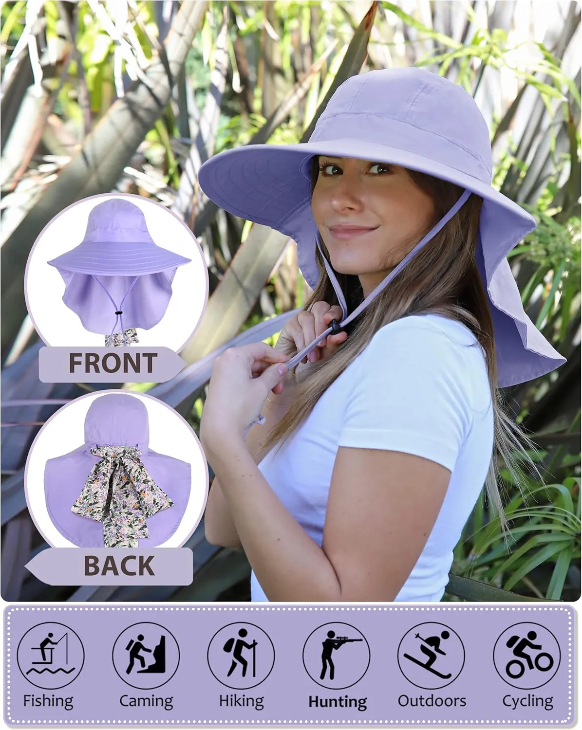 Tirrinia Womens Hiking Hat Wide Brim Hat with Large Neck Flap UPF 50  Sun Protection Hats