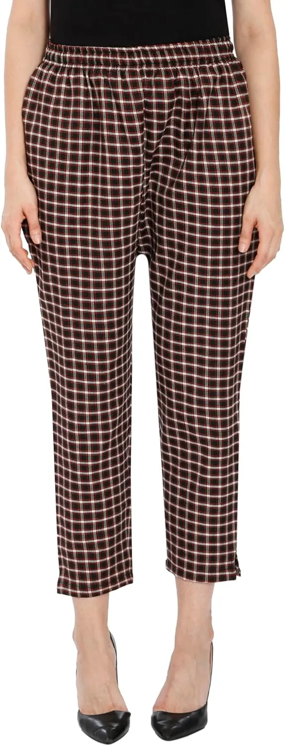 TNQ Women Winter Wear Checked Trouser || Woolen Trouser || Straight Fit Wollen Trouser with Pockets