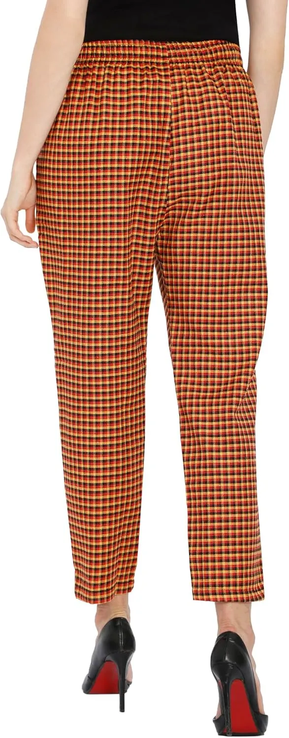 TNQ Women Winter Wear Checked Trouser || Woolen Trouser || Straight Fit Wollen Trouser with Pockets