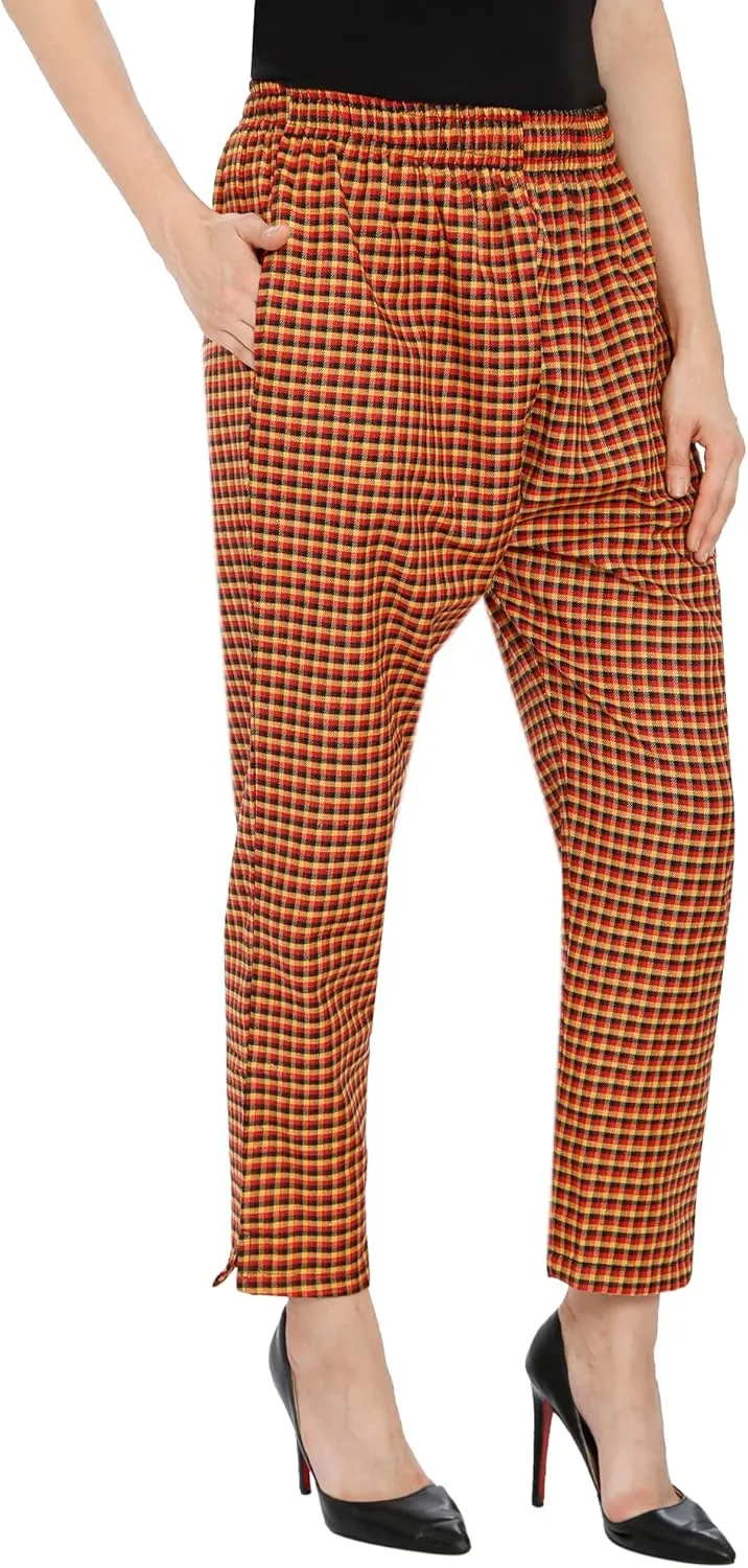 TNQ Women Winter Wear Checked Trouser || Woolen Trouser || Straight Fit Wollen Trouser with Pockets