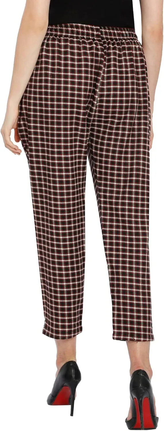 TNQ Women Winter Wear Checked Trouser || Woolen Trouser || Straight Fit Wollen Trouser with Pockets